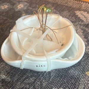 Mud Pie White Ceramic martini olive Set